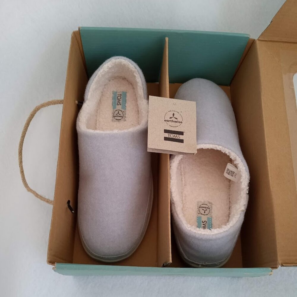 TOMS Women's "Ezra" Mid Grey REPRIEVE Two Tone Felt Slipper/Shoe Size 8